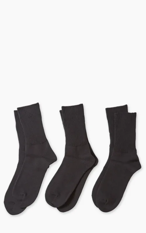 Rototo R1427 Organic Daily 3-Pack Ribbed Crew Socks Black sold by Cultizm