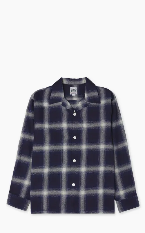 Houston Indigo Herringbone Ombre Check L/S Shirt Indigo One Wash made by Cultizm