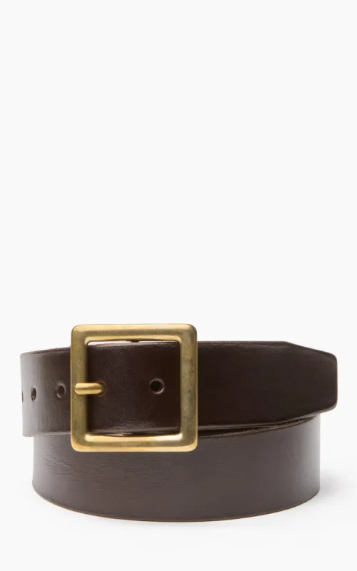 Jean Dessel Heavy Square Gold Buckle Belt 4cm Dark Brown made by Cultizm