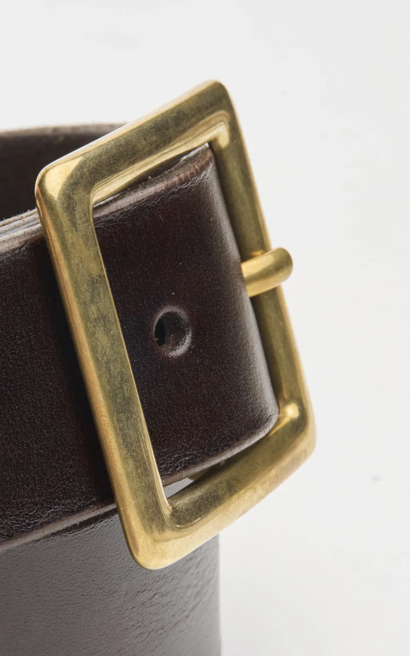 Jean Dessel Heavy Square Gold Buckle Belt 4cm Dark Brown sold by Cultizm product image thumbnail 3