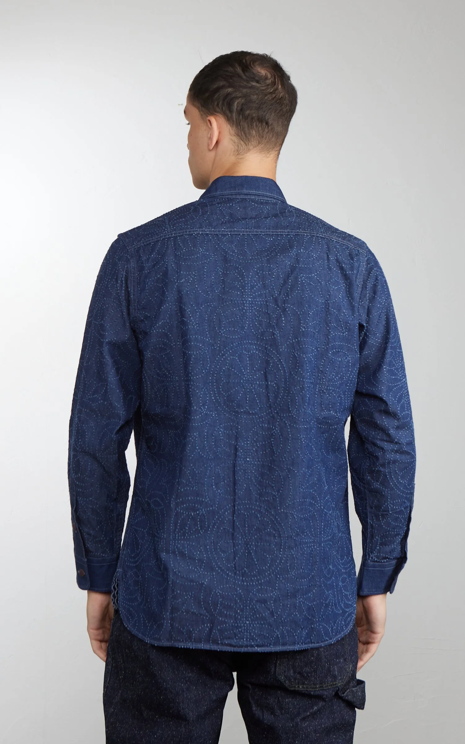 Graph Zero Officer L/S Shirt Flowers Indigo sold by Cultizm product image thumbnail 3