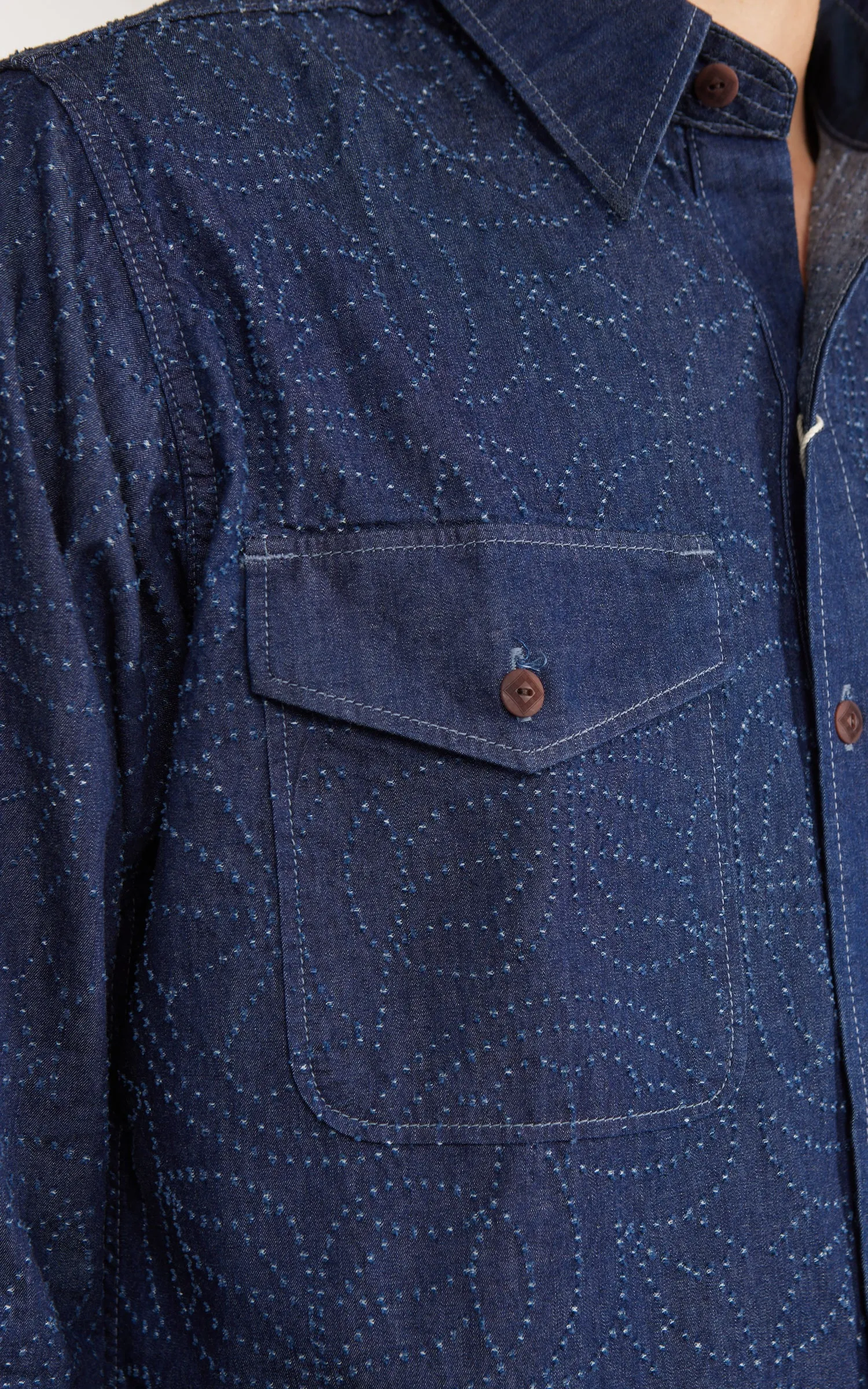 Graph Zero Officer L/S Shirt Flowers Indigo sold by Cultizm product image thumbnail 4