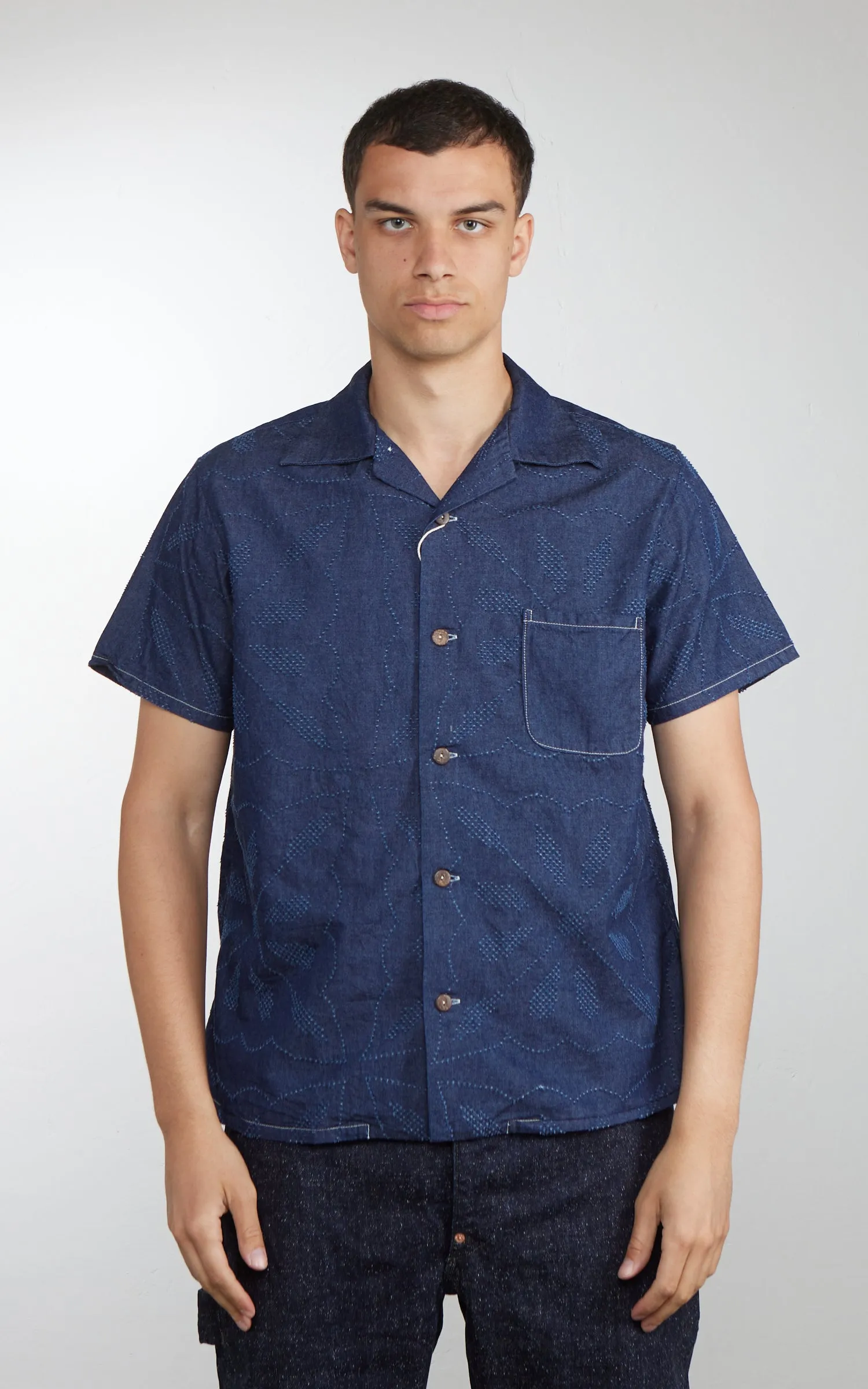 Graph Zero Aloha Shirt Flowers Indigo sold by Cultizm product image thumbnail 2