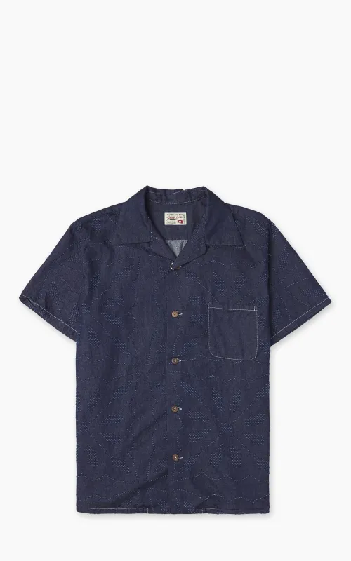 Graph Zero Aloha Shirt Flowers Indigo made by GRAPHZERO