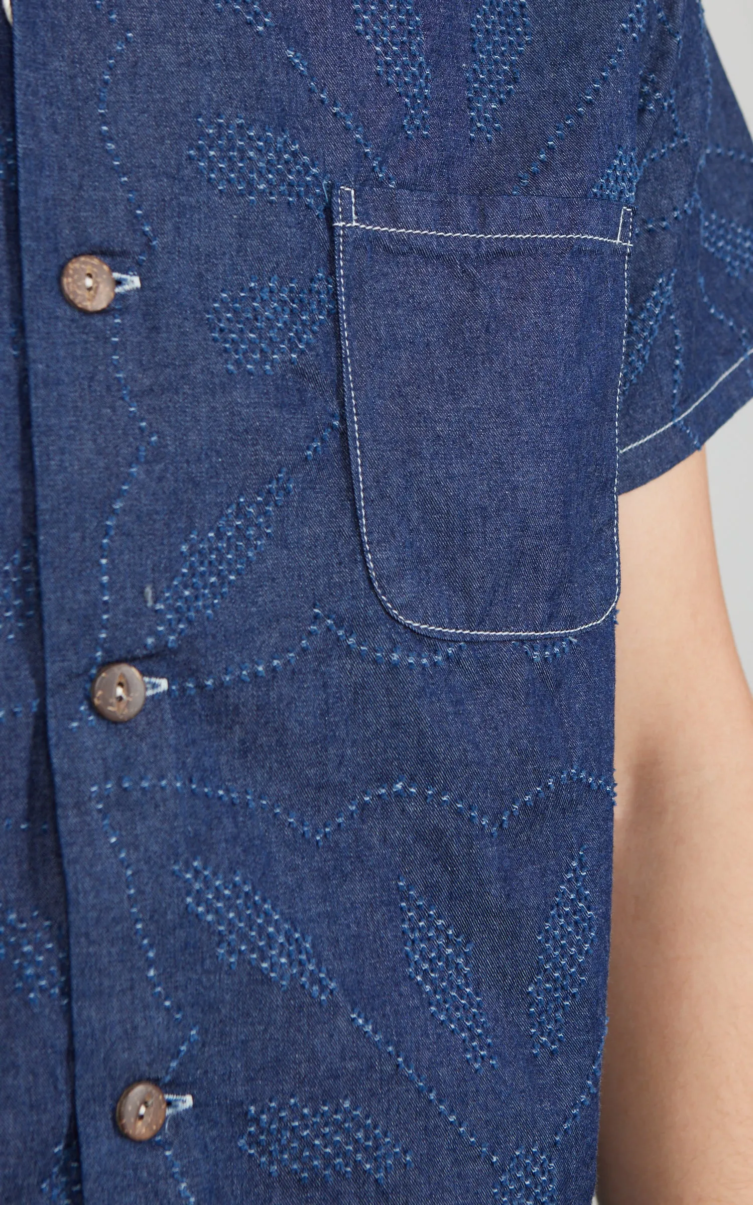 Graph Zero Aloha Shirt Flowers Indigo sold by Cultizm product image thumbnail 4