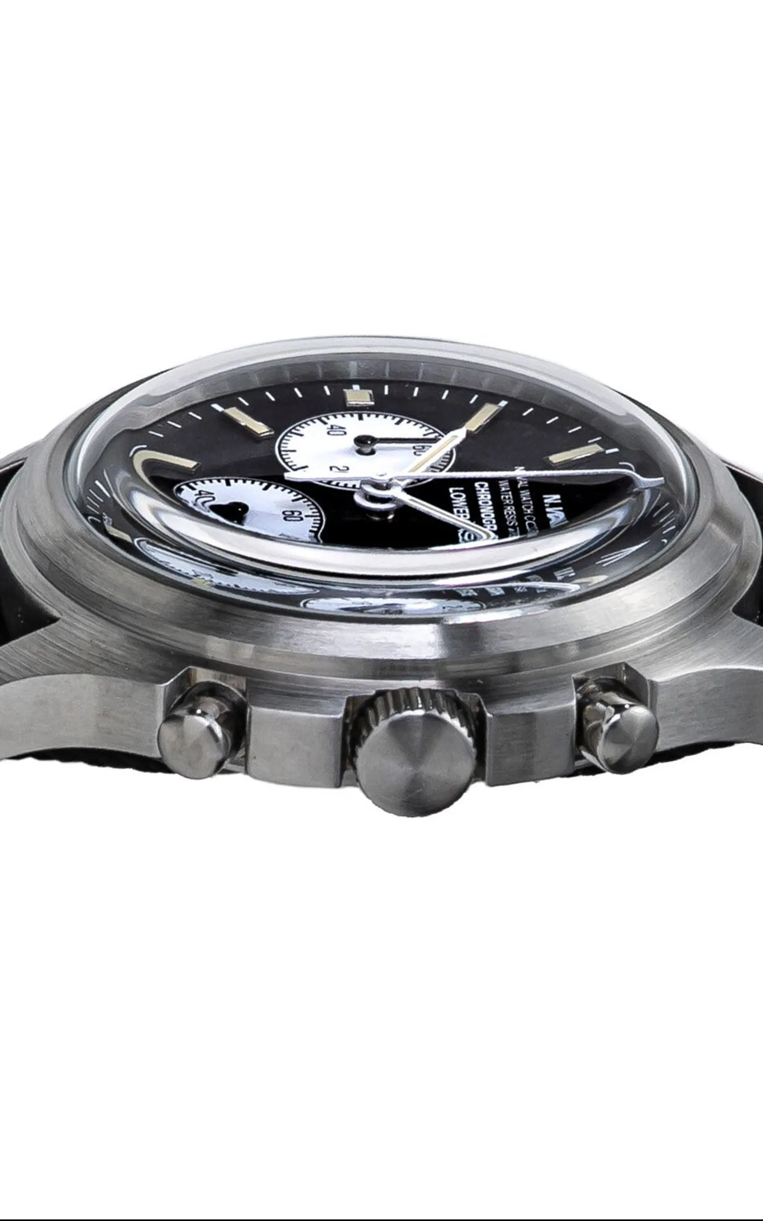 Naval Watch Company by LOWERCASE FRXC001 Quartz Watch Black + White Chrono Eye Dial Black sold by Cultizm product image thumbnail 2