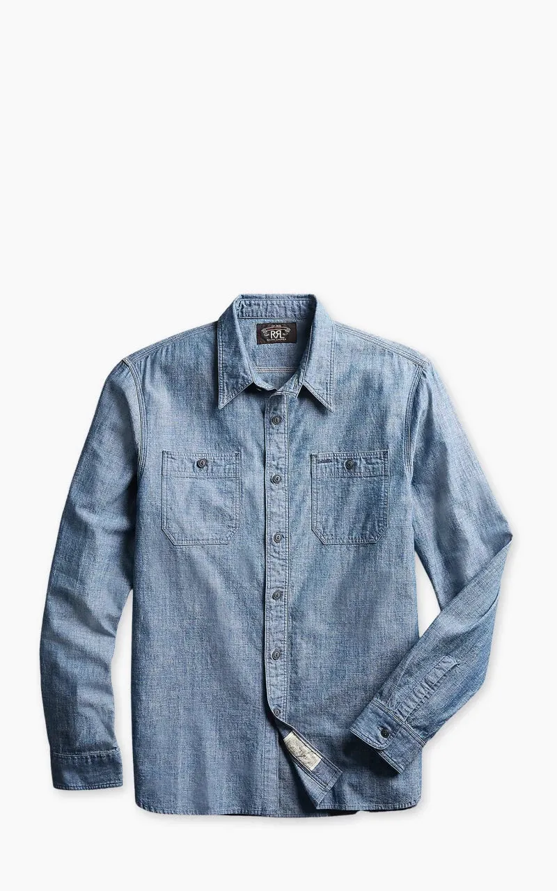 RRL Indigo Chambray Workshirt Rinse Blue sold by Cultizm