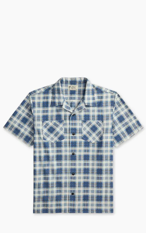 RRL Plaid-Print Brushed Camp Shirt Indigo Blue/Black made by RRL