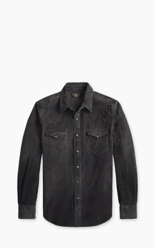 RRL Slim Fit Corduroy Western Shirt Black made by RRL