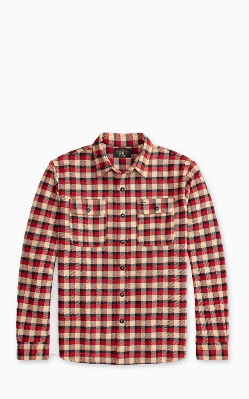 RRL Plaid Twill Workshirt Red/Cream made by RRL