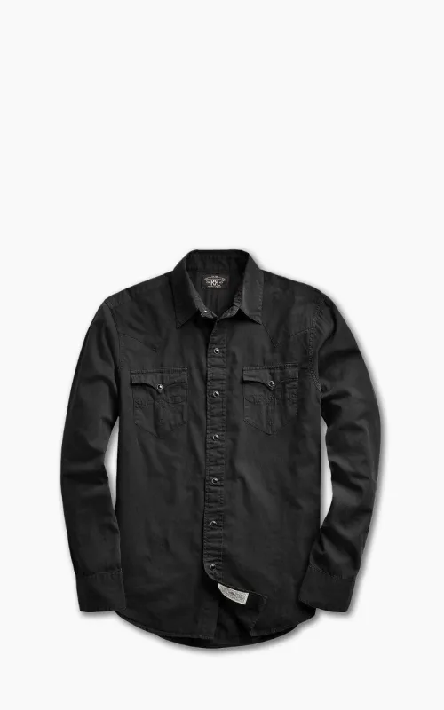 RRL Slim Fit Twill Western Shirt Black made by RRL