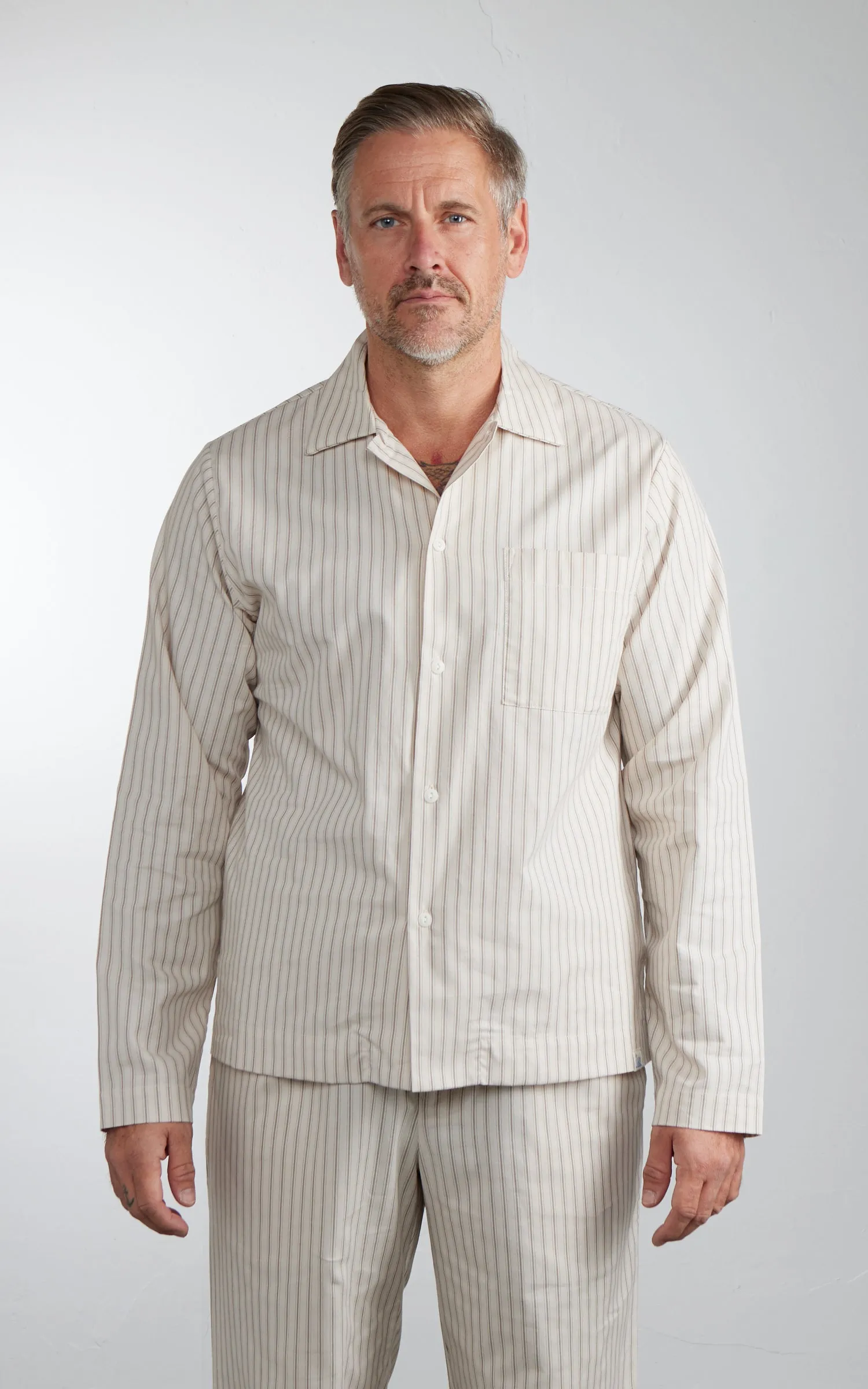 Merz b. Schwanen PJKT01 Pyjama Top Nature/Chocolate sold by Cultizm product image thumbnail 2
