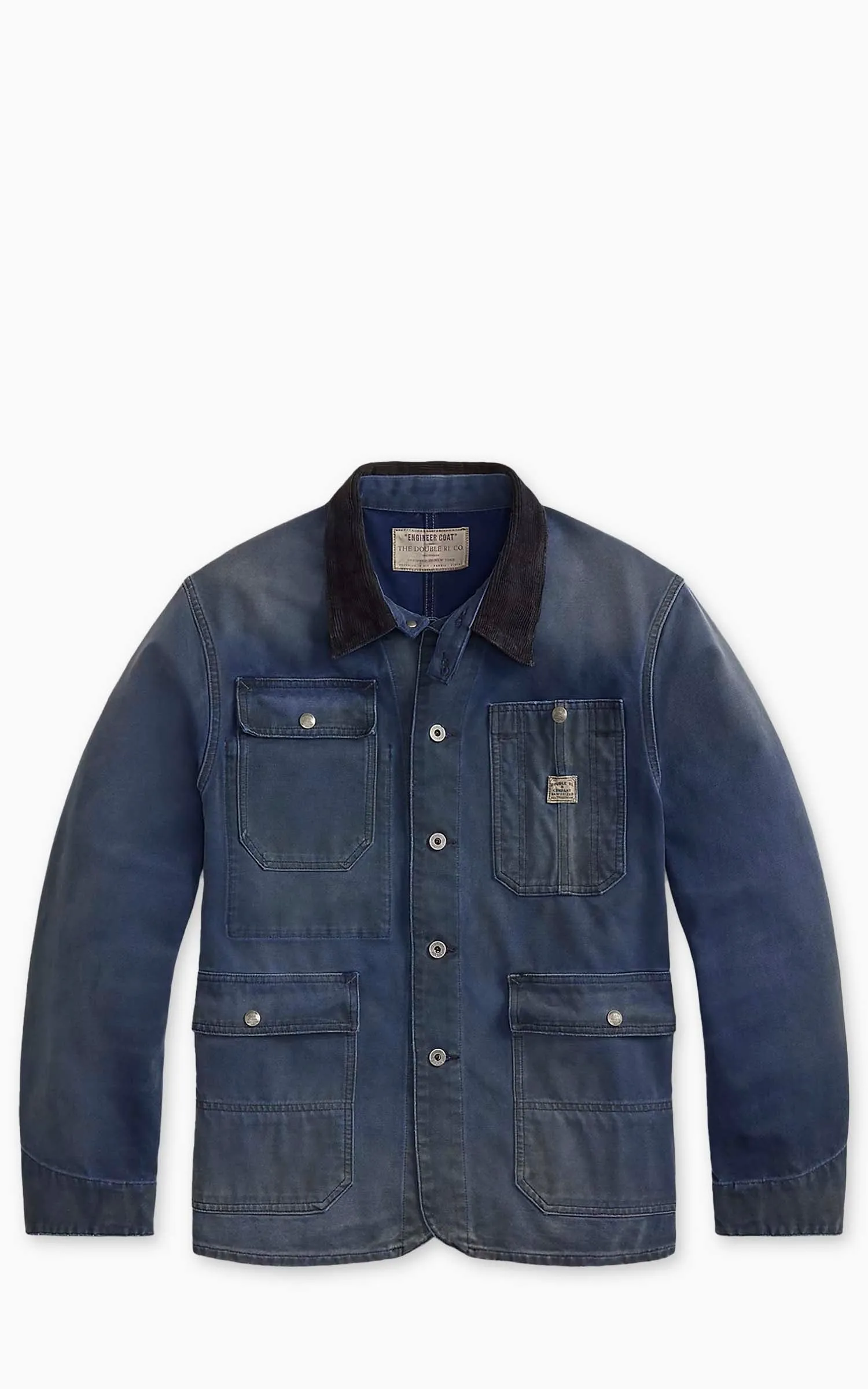 RRL Corduroy-Collar Canvas Jacket Bleached Navy sold by Cultizm