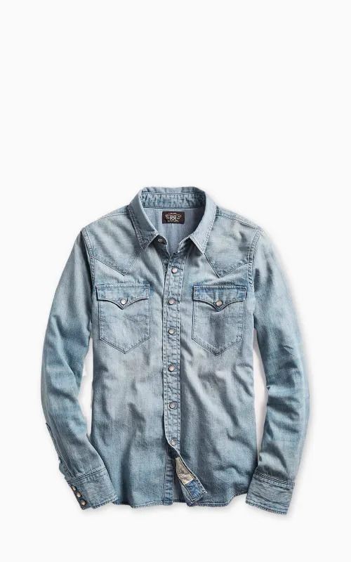 RRL Indigo Denim Western Shirt Medium Wash made by RRL