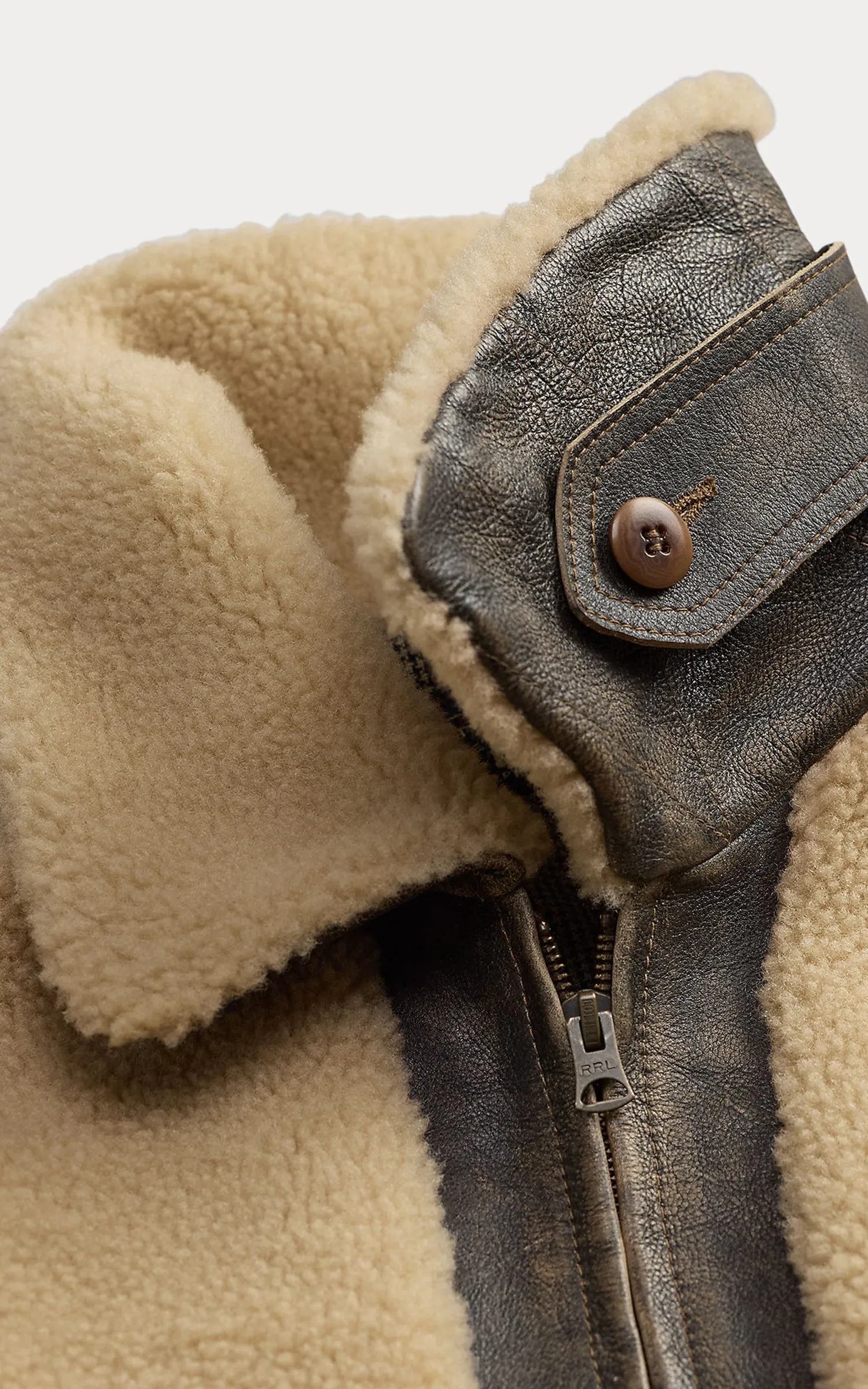 RRL Shearling Panel Leather Jacket Vintage Brown sold by Cultizm product image thumbnail 5