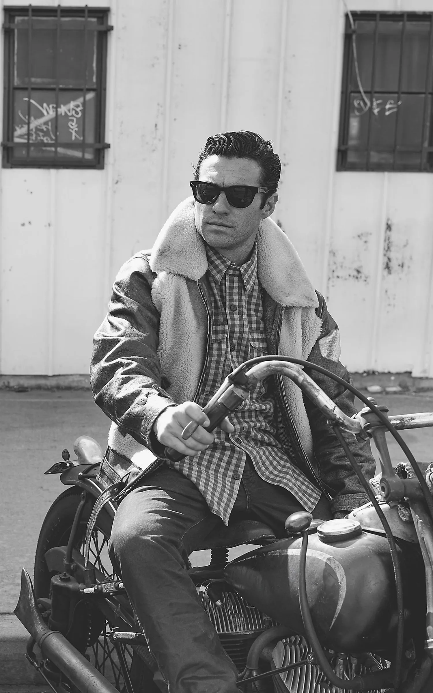 RRL Shearling Panel Leather Jacket Vintage Brown sold by Cultizm product image thumbnail 2