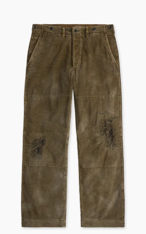 RRL Repaired Corduroy Field Pant Distressed Brown made by RRL