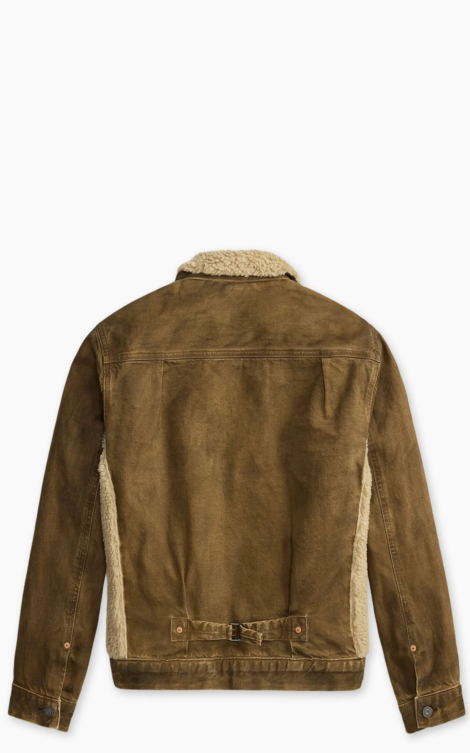 RRL Fleece-Panel Denim Trucker Jacket Distressed Brown sold by Cultizm product image thumbnail 3