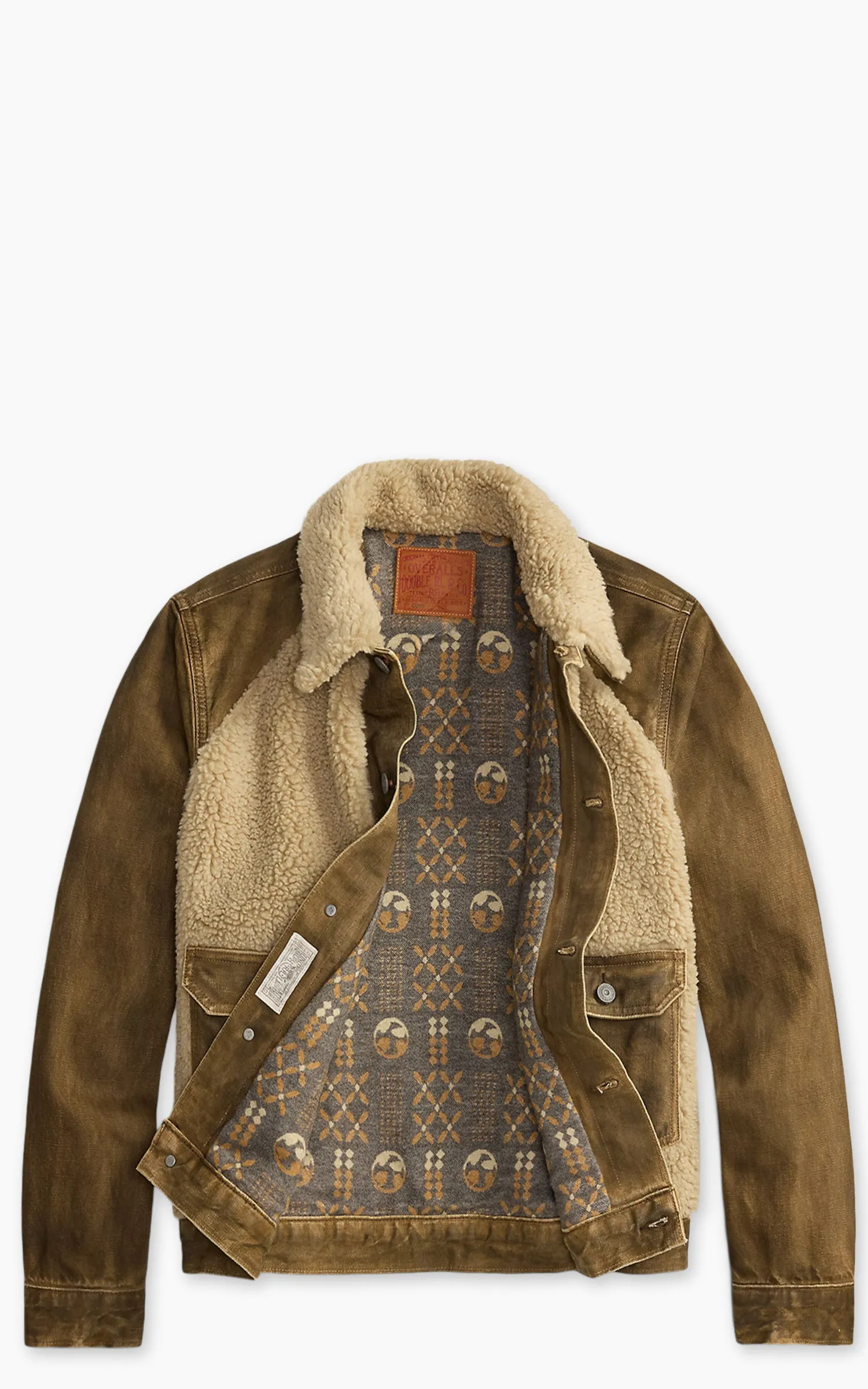 RRL Fleece-Panel Denim Trucker Jacket Distressed Brown sold by Cultizm product image thumbnail 4
