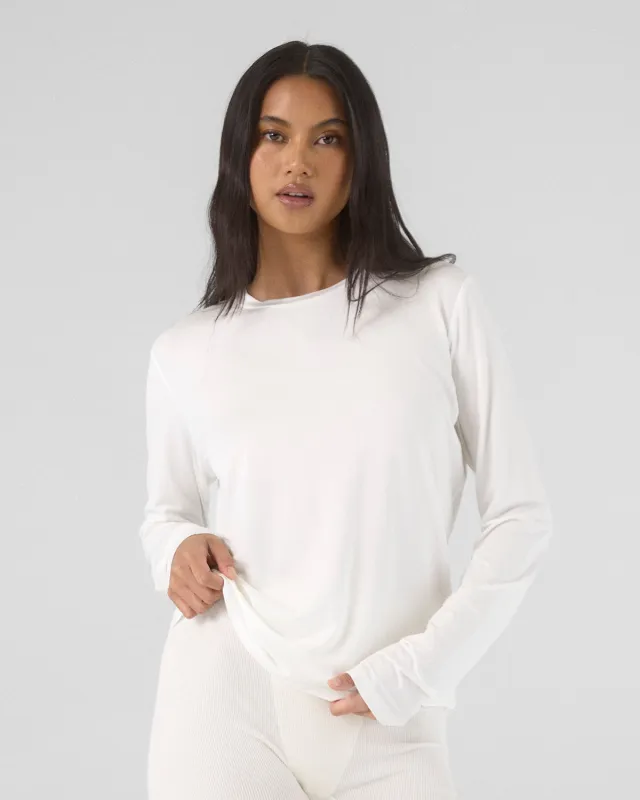 Modal Long Sleeve Tee - Off-White made by Thirtyyears