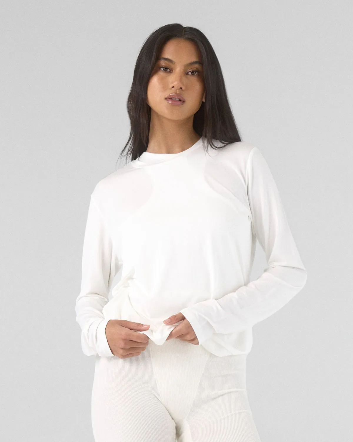 Modal Long Sleeve Tee - Off-White sold by Thirtyyears product image thumbnail 2
