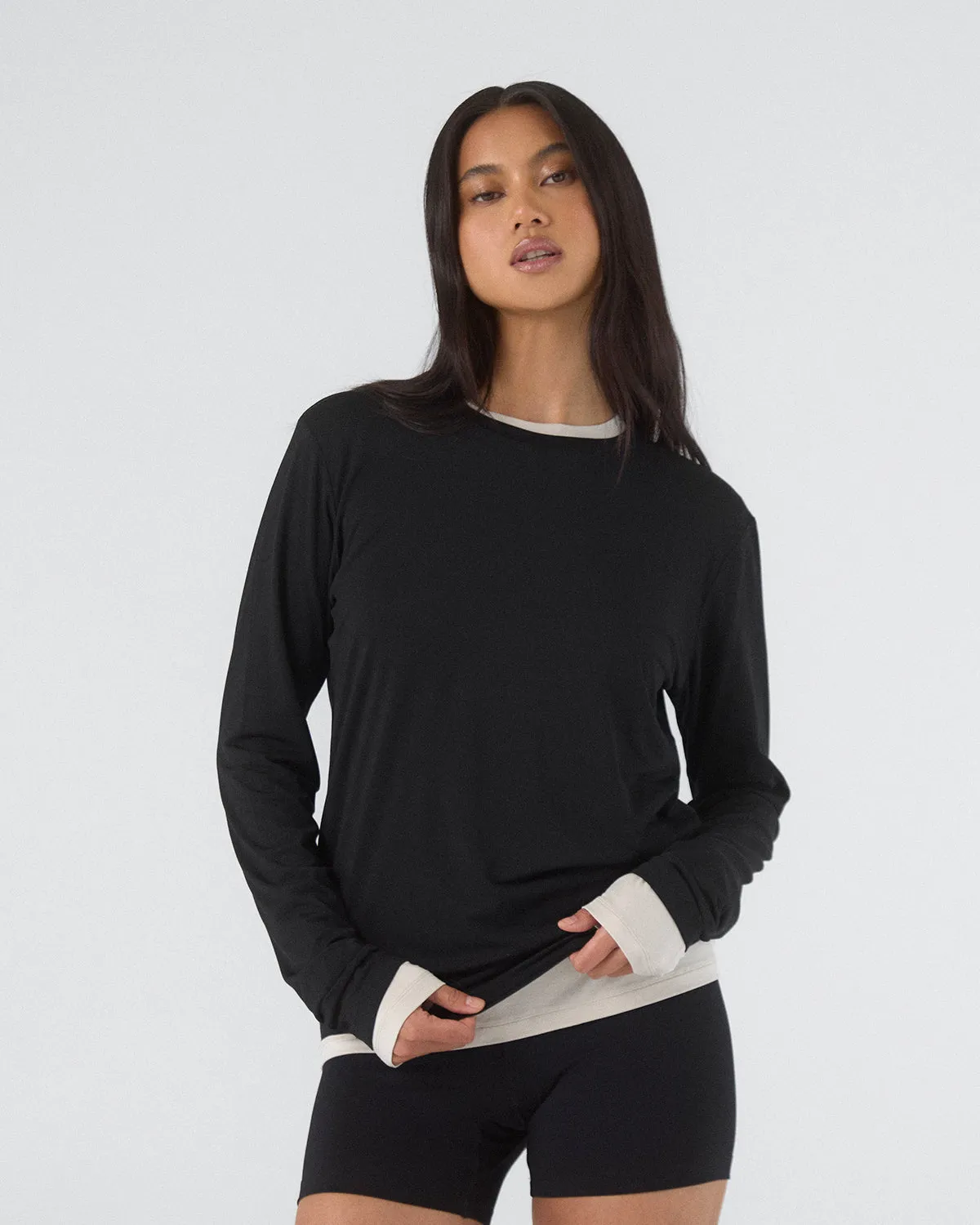 Modal Long Sleeve Tee - Black sold by Thirtyyears