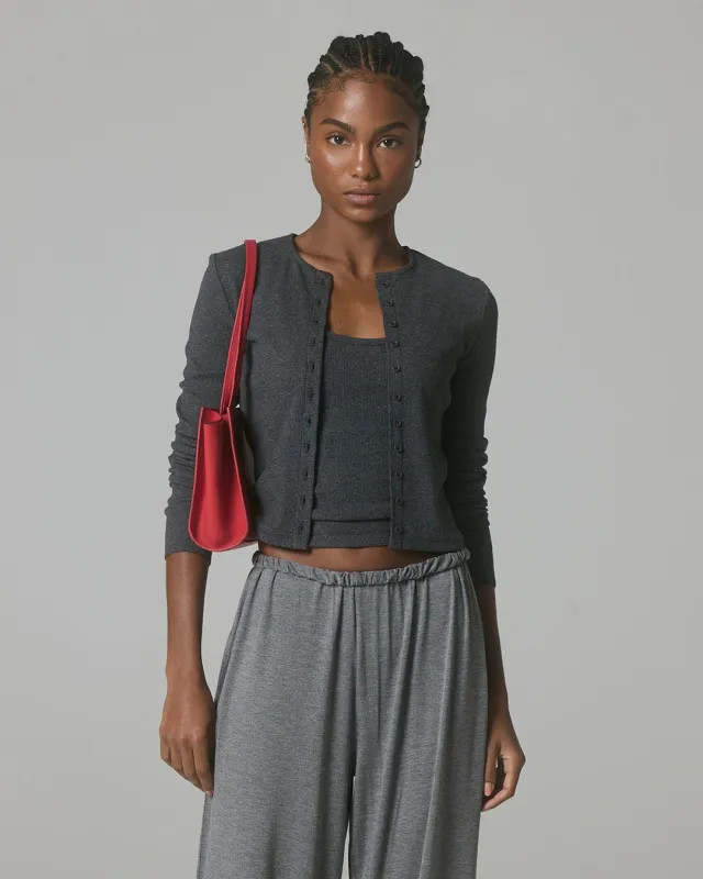Demi Ribbed Cardigan - Slate made by Thirtyyears