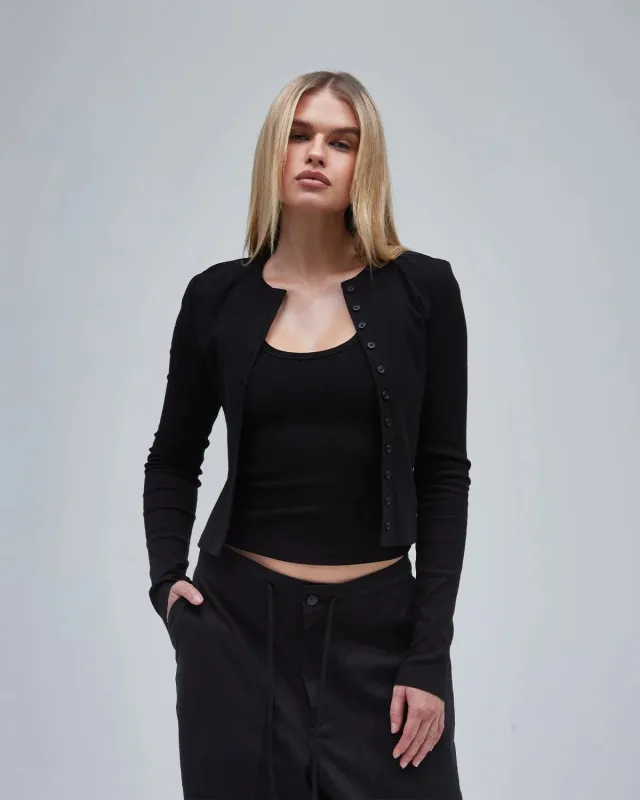 Demi Ribbed Cardigan - Black made by Thirtyyears