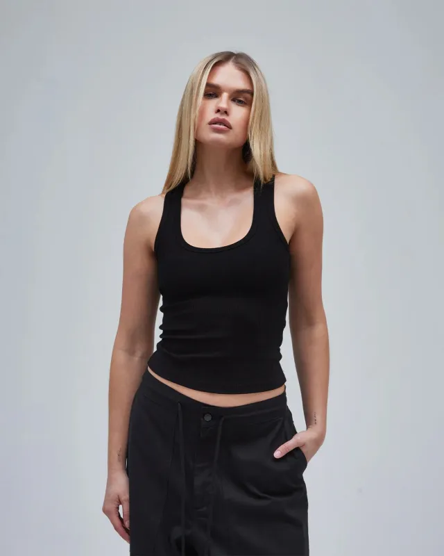 Demi Ribbed Tank - Black made by Thirtyyears