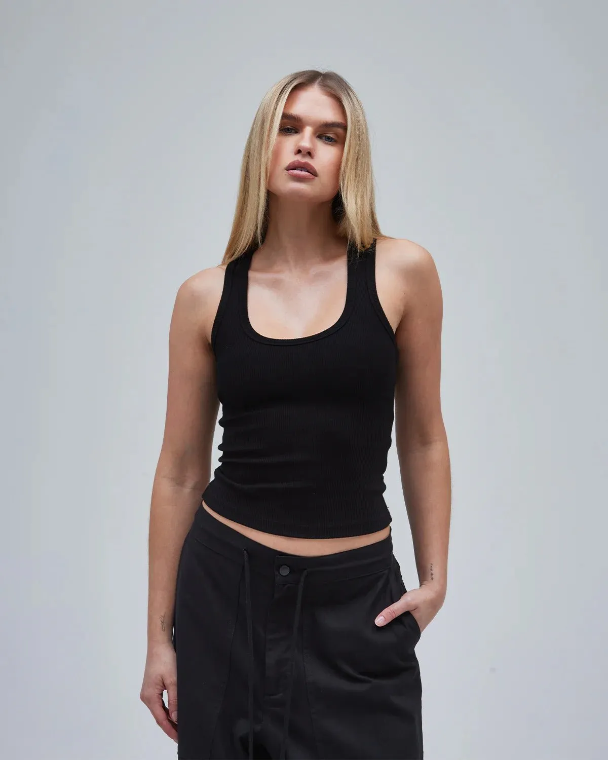 Demi Ribbed Tank - Black sold by Thirtyyears