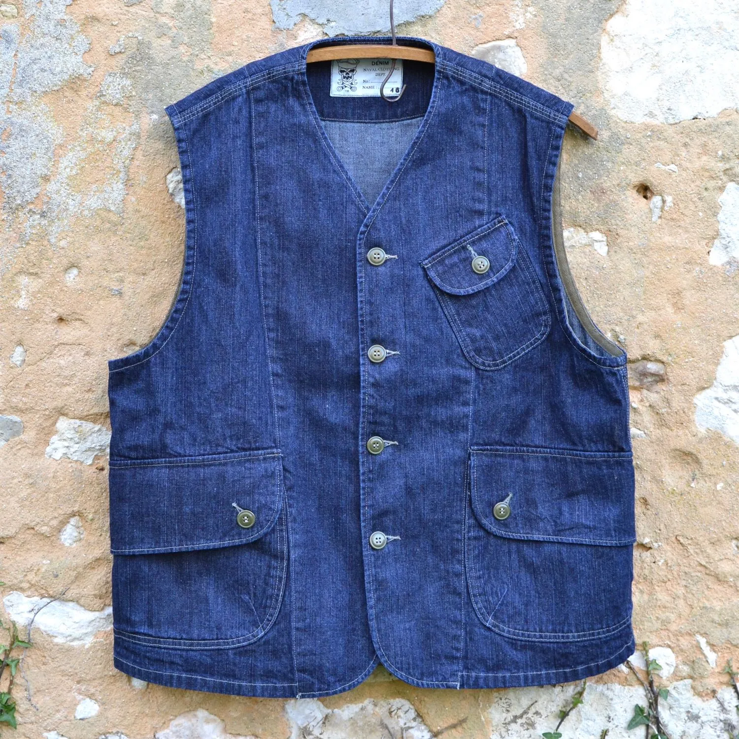 Gilet de chasse - Denim one wash sold by Arashi Denim