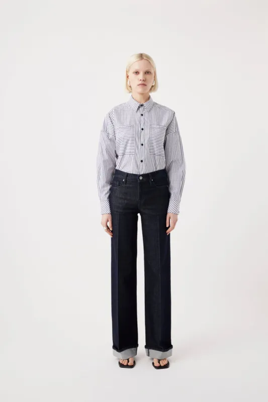 Mia Cuffed Mid Wide Long Jean Rinse sold by Outland Denim