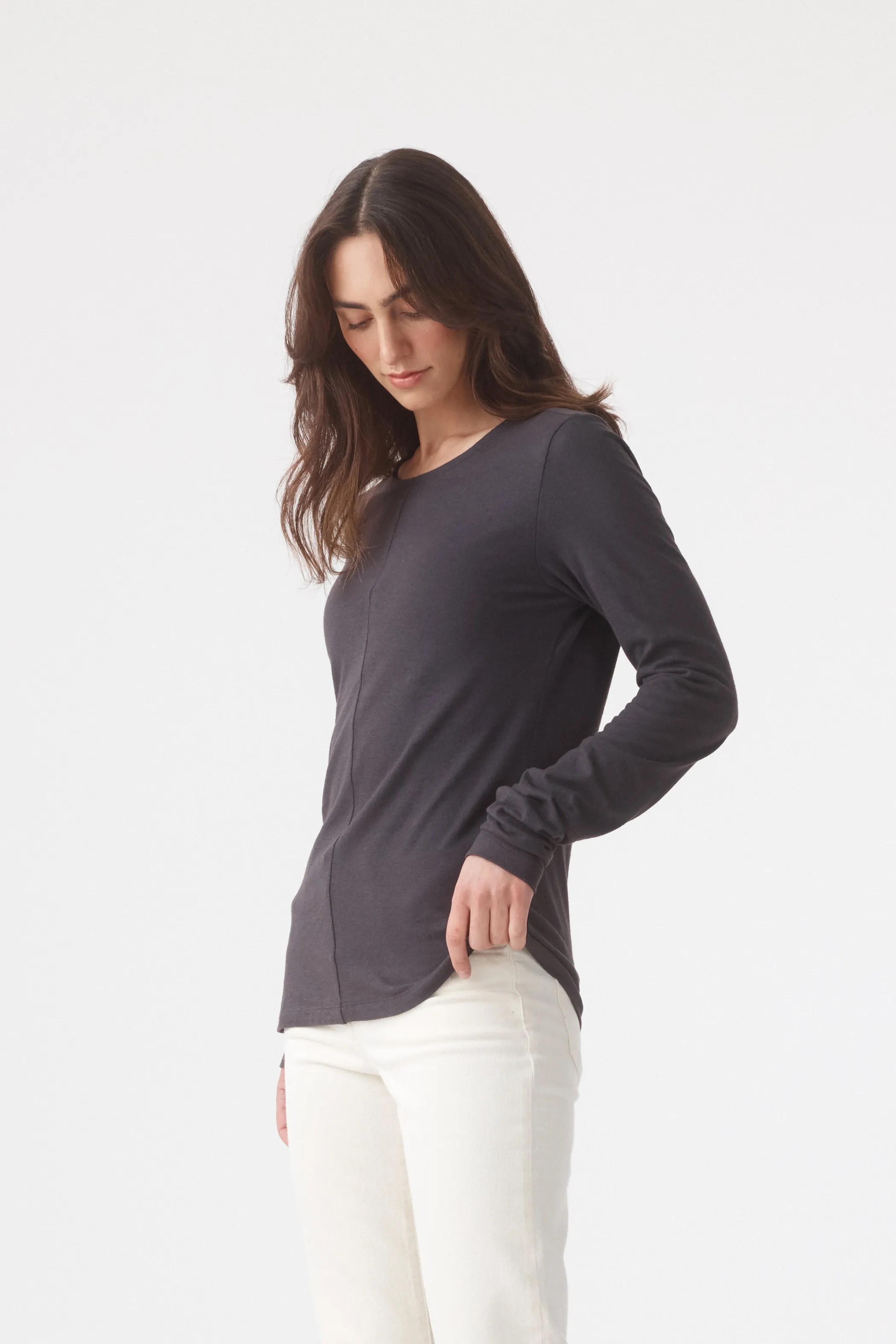 Long Sleeve Drape Top Charcoal sold by Outland Denim product image thumbnail 3