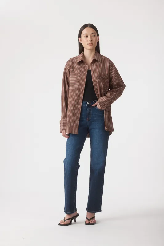 NEW | Melody LS Shirt Chocolate Stripe made by Outland Denim