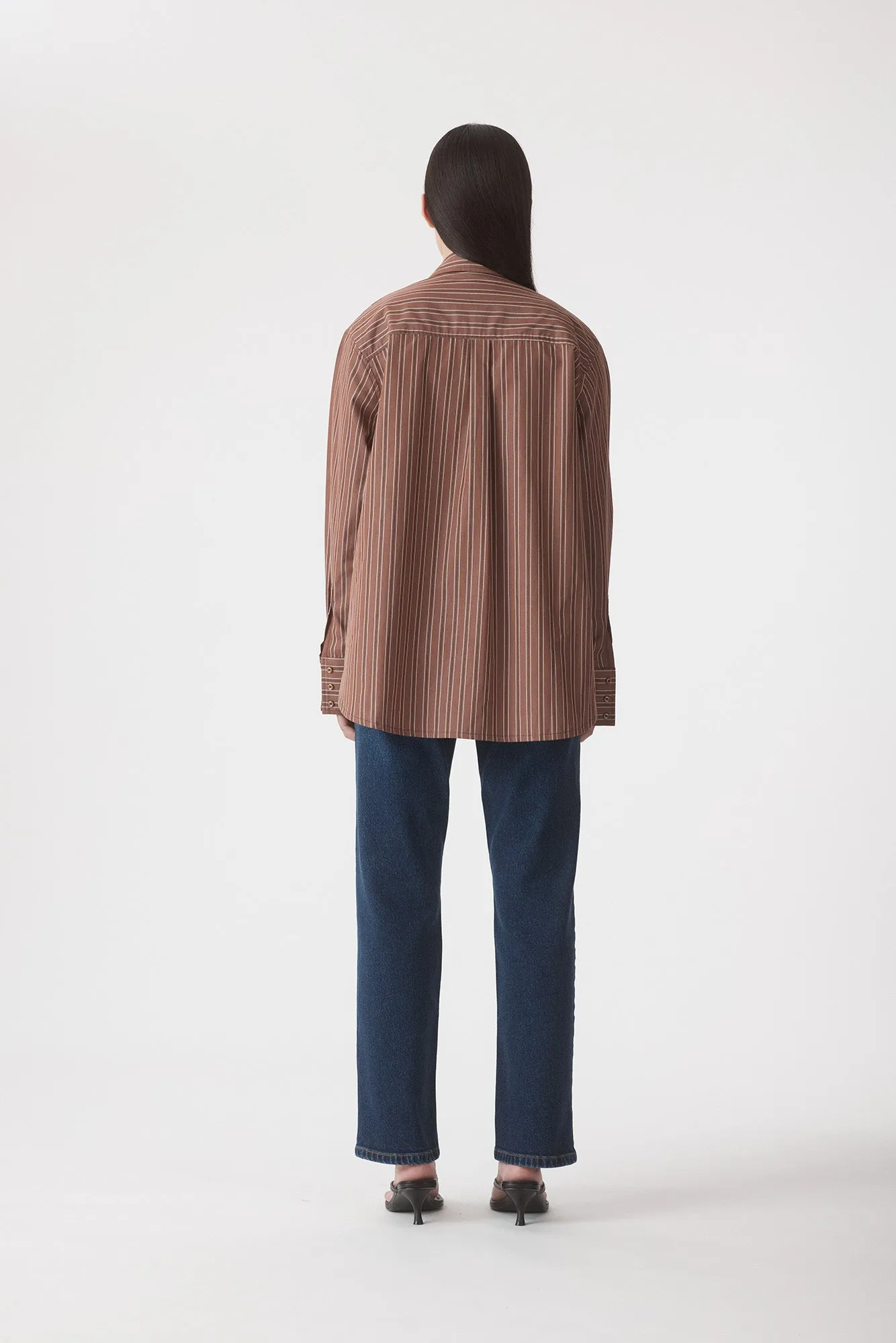 NEW | Melody LS Shirt Chocolate Stripe sold by Outland Denim product image thumbnail 4