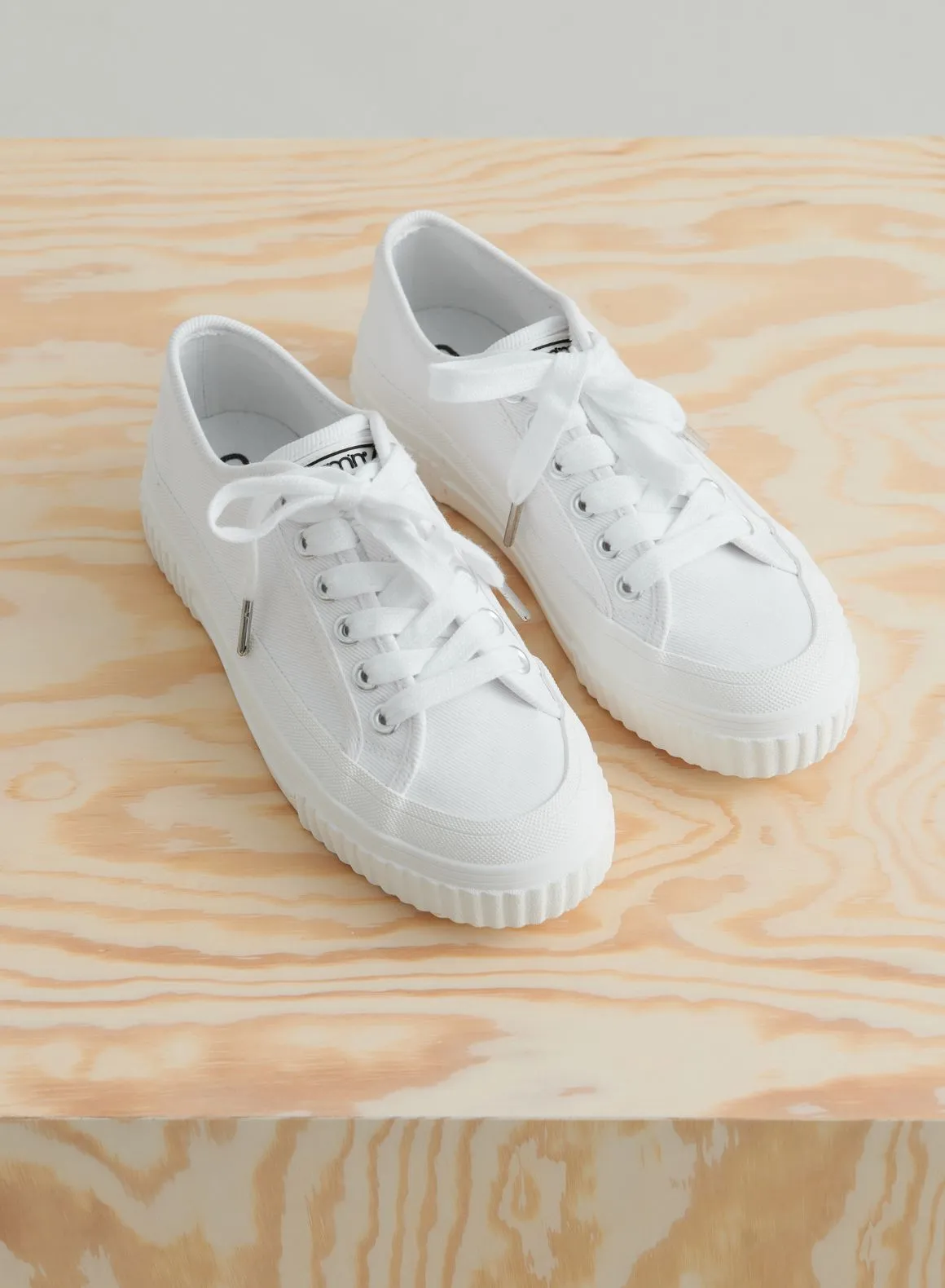 White Cotton Canvas Sneakers sold by Aimn