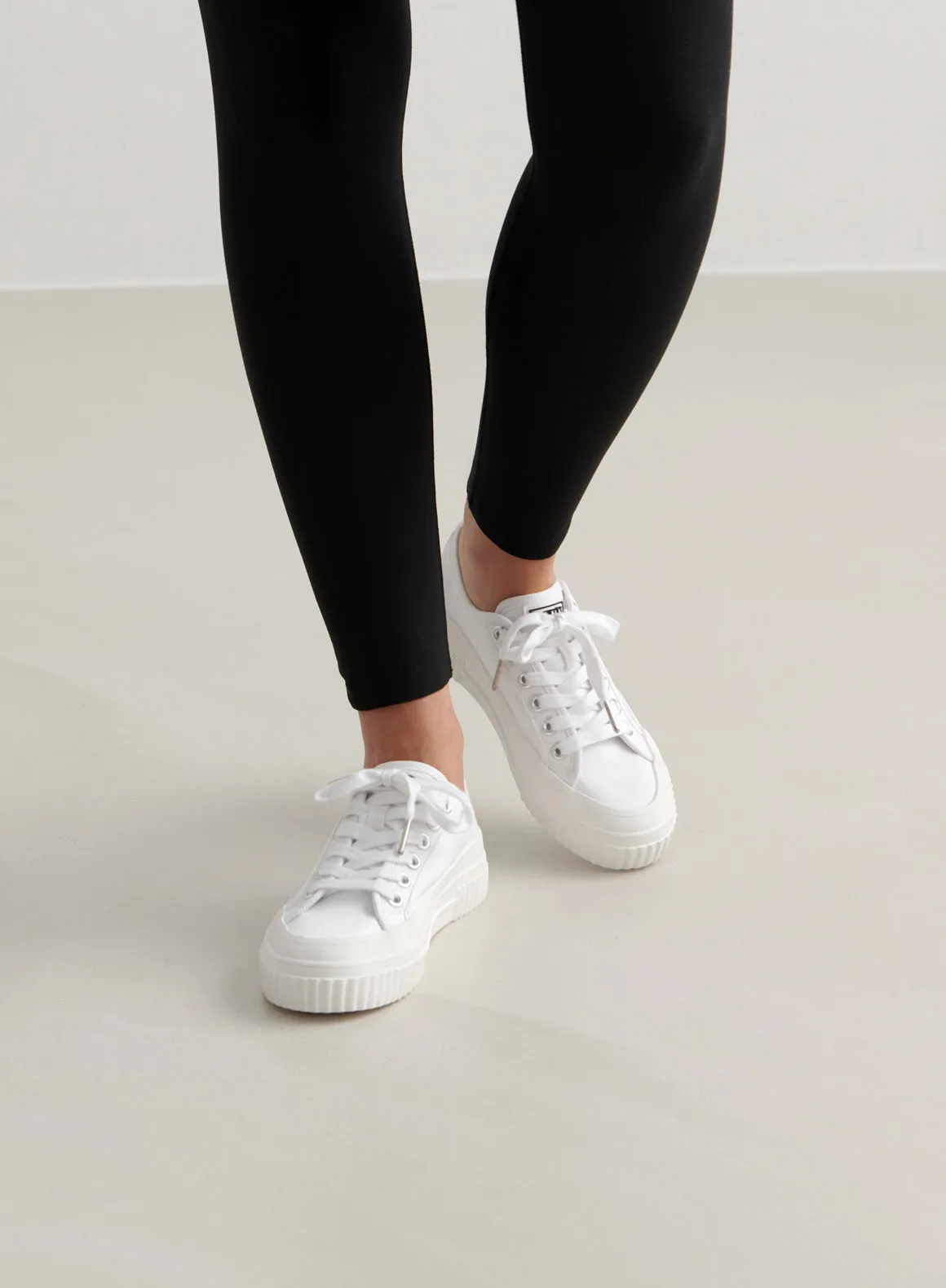 White Cotton Canvas Sneakers sold by Aimn product image thumbnail 5