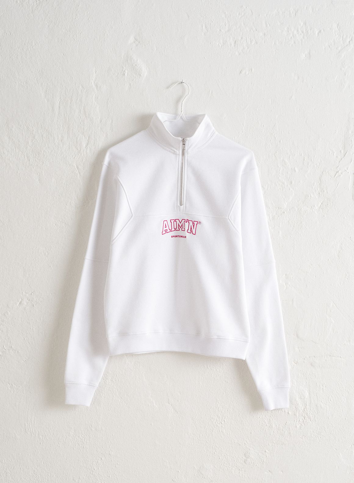 White College Sweat Half Zip sold by Aimn product image thumbnail 5