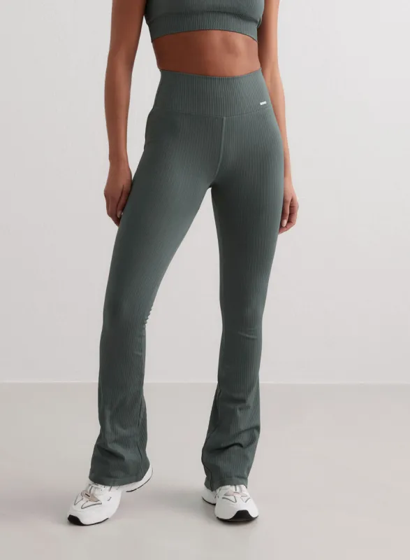 Sage Ribbed Seamless Flare Tights sold by Aimn