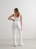 White Ribbed Seamless Flare Tights sold by Aimn