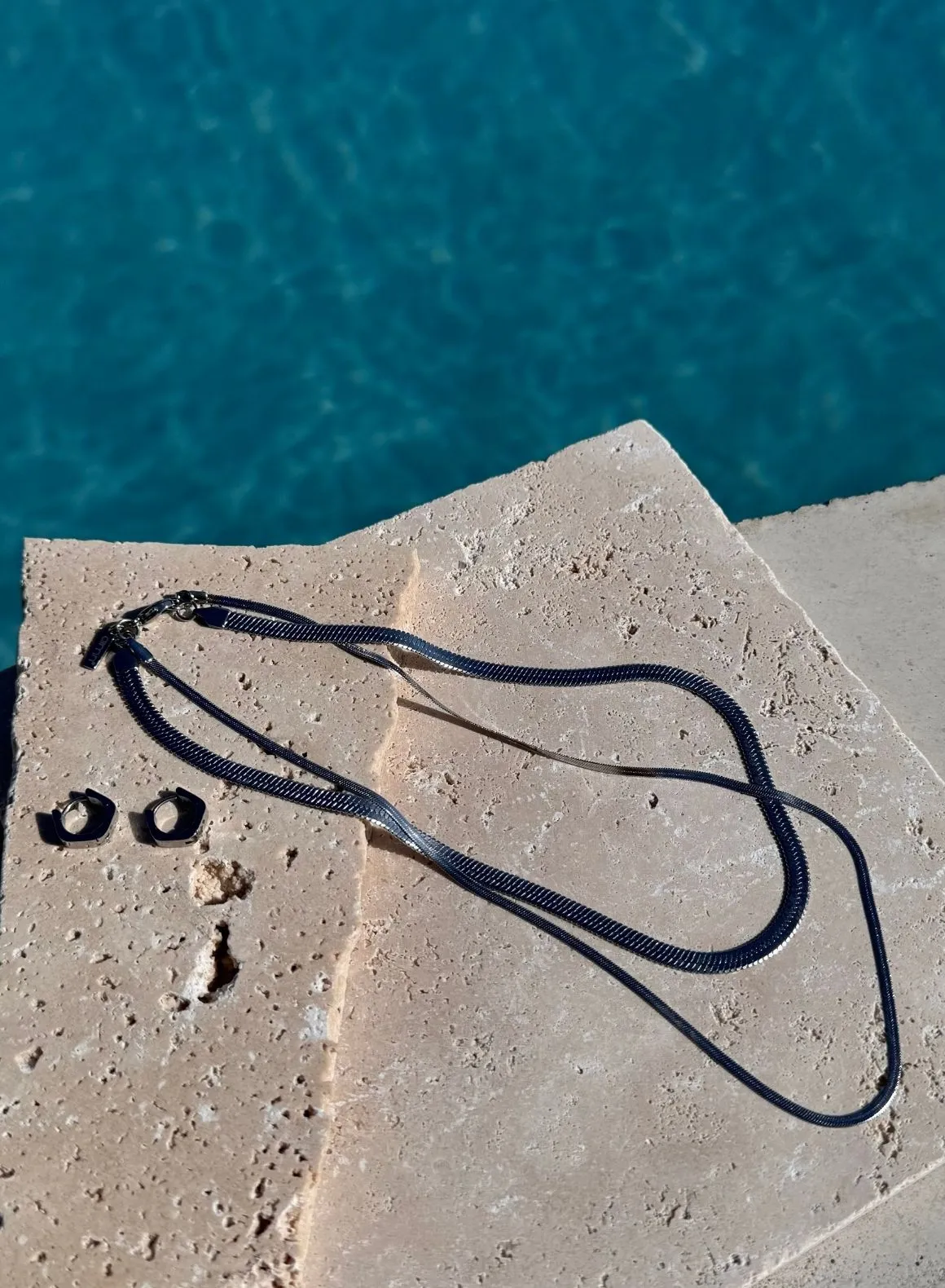 Silver Waterproof Double Necklace sold by Aimn product image thumbnail 5