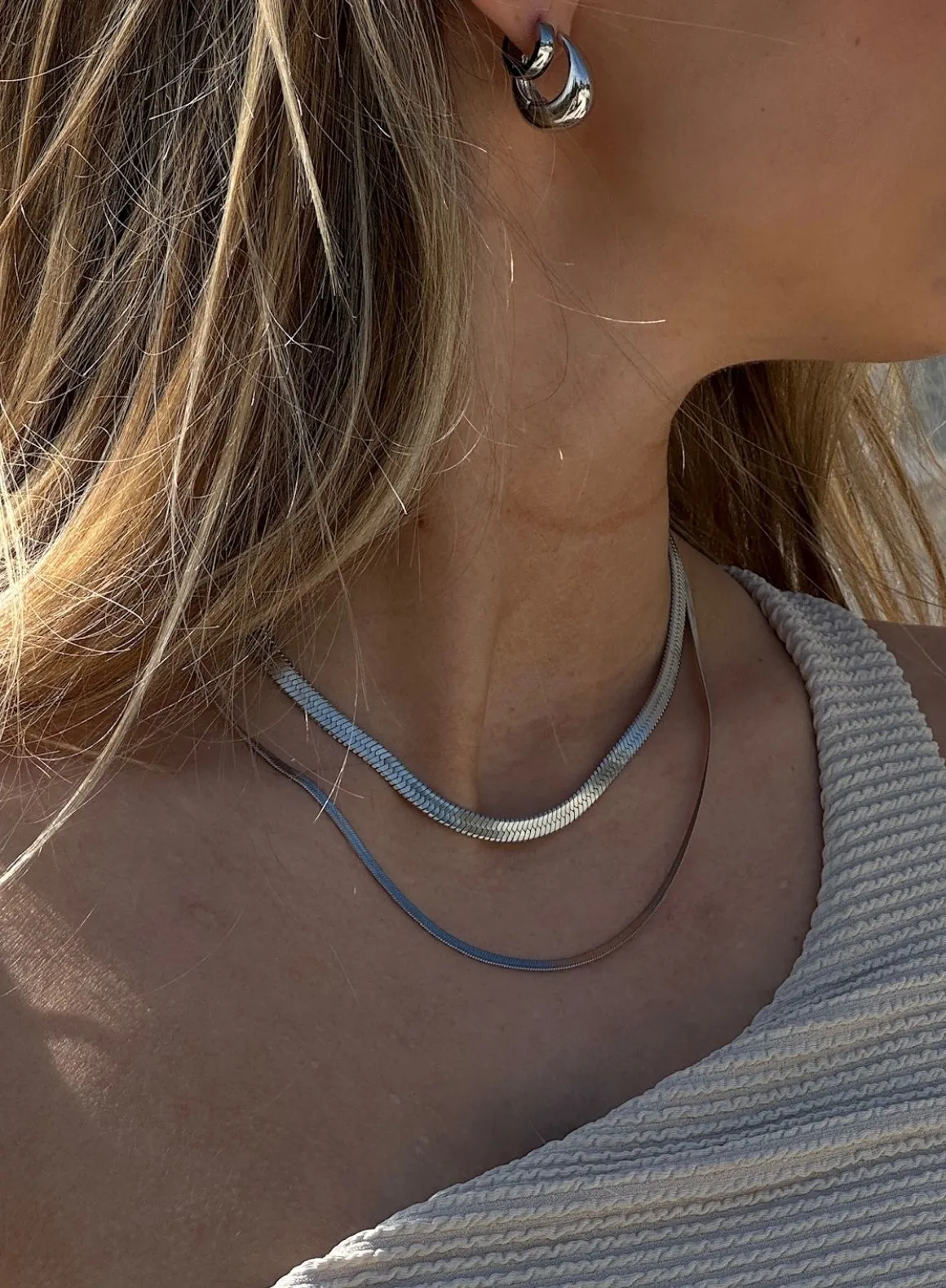 Silver Waterproof Double Necklace sold by Aimn product image thumbnail 2