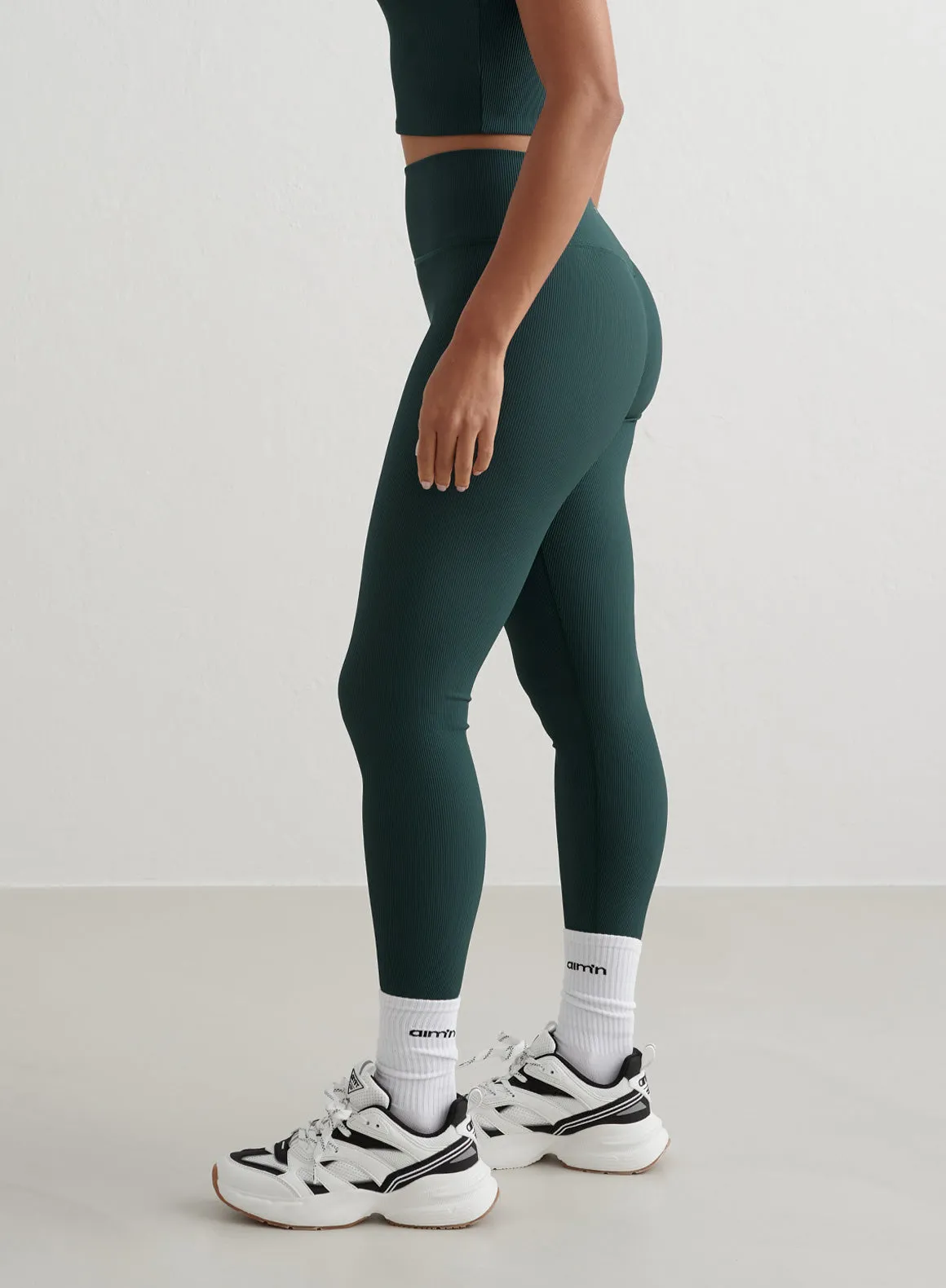 Deep Emerald Ribbed Performance Tights sold by Aimn product image thumbnail 5