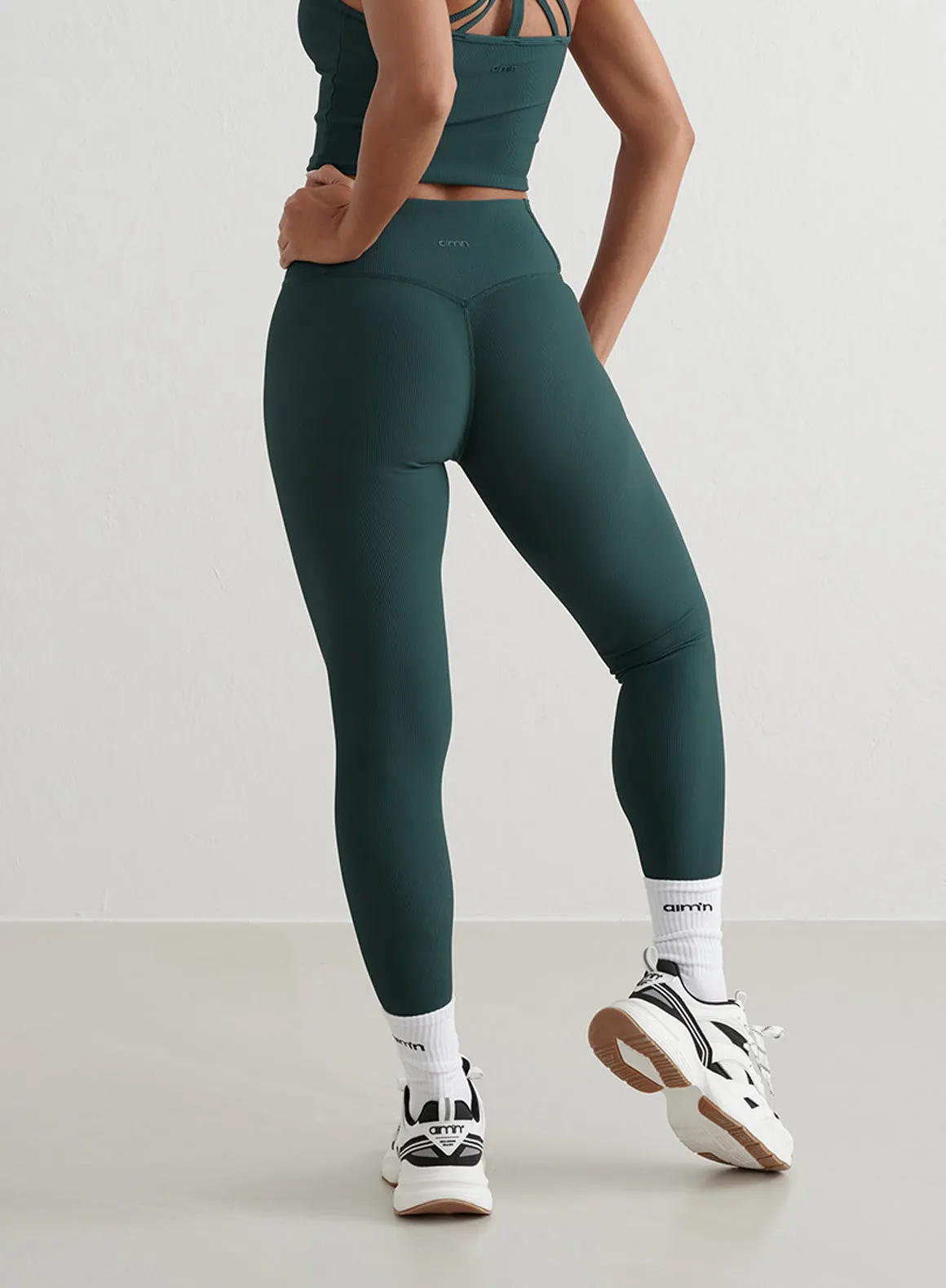 Deep Emerald Ribbed Performance Tights sold by Aimn