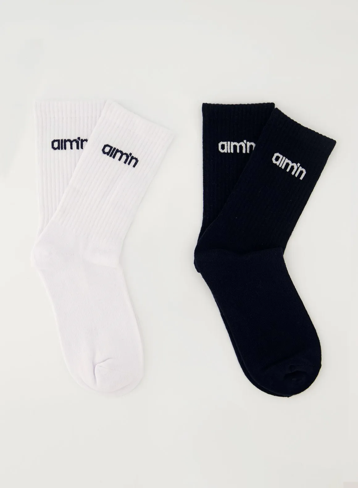 White/Navy aim'n Logo Socks 2-Pack sold by Aimn