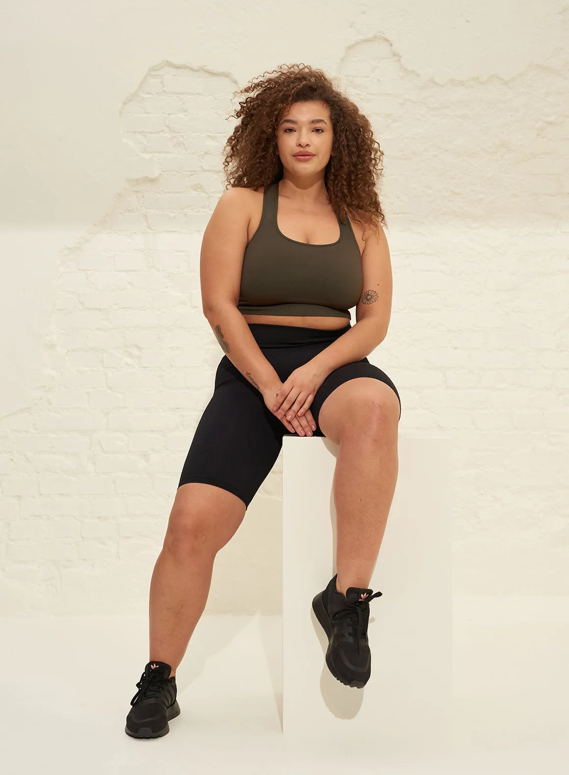 Khaki High Support Ribbed Bra sold by Aimn product image thumbnail 3