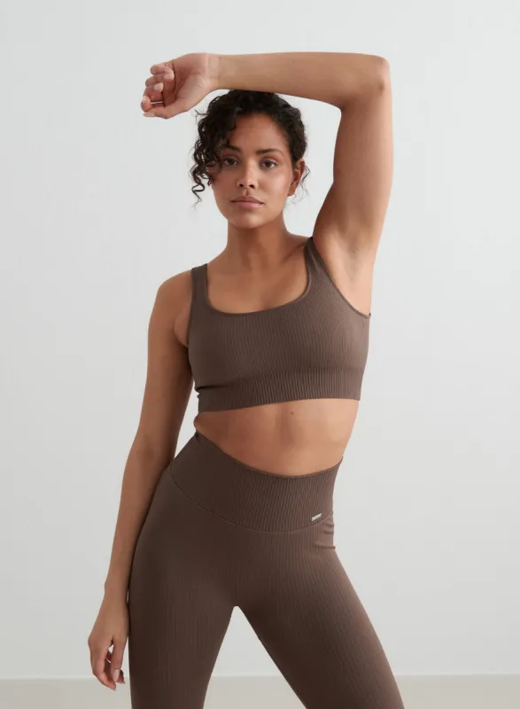 Macchiato Ribbed Seamless Tank Bra made by Aimn