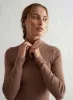 Toffee Melange Ribbed Wool Half Zip sold by Aimn