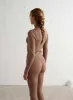 Toffee Melange Ribbed Wool Half Zip sold by Aimn