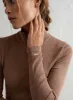Toffee Melange Ribbed Wool Half Zip sold by Aimn